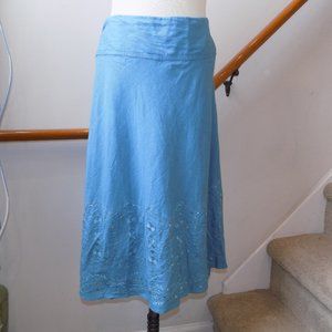 MERONA Blue/Green Sequins Embroidered Skirt Plus Size 16W